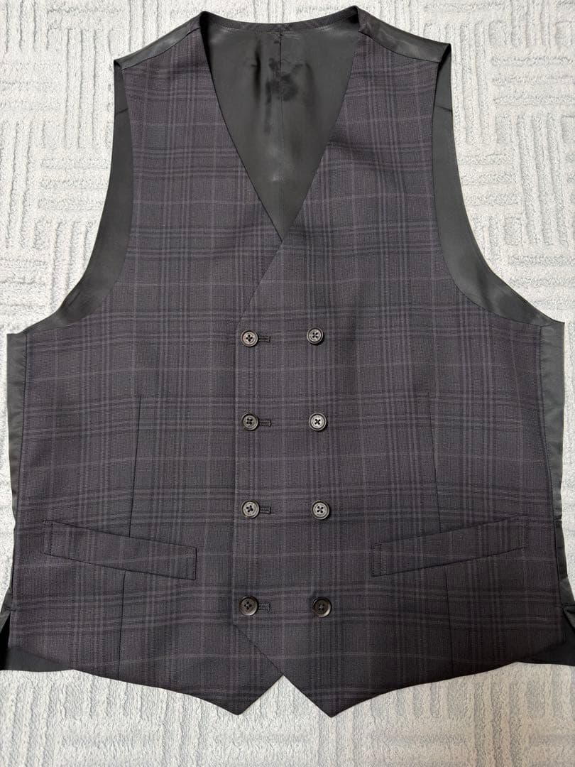 訳あり TENORAS ティノラス 黒 ダブル チェック 3ピース