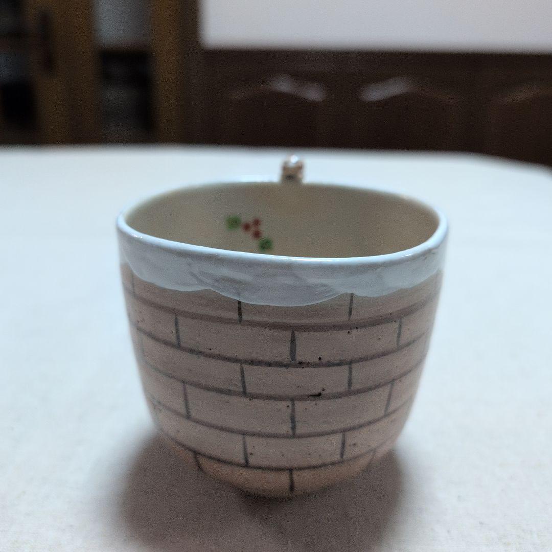 茶道具　抹茶茶碗　筒茶碗　煙突サンタ　クリスマス　東山深山　色絵　栞　化粧箱入