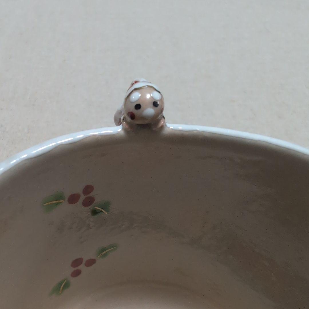 茶道具　抹茶茶碗　筒茶碗　煙突サンタ　クリスマス　東山深山　色絵　栞　化粧箱入