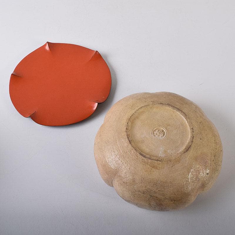 茶道具　楽焼　輪花鉢　菓子器　時代箱付　M　R7991