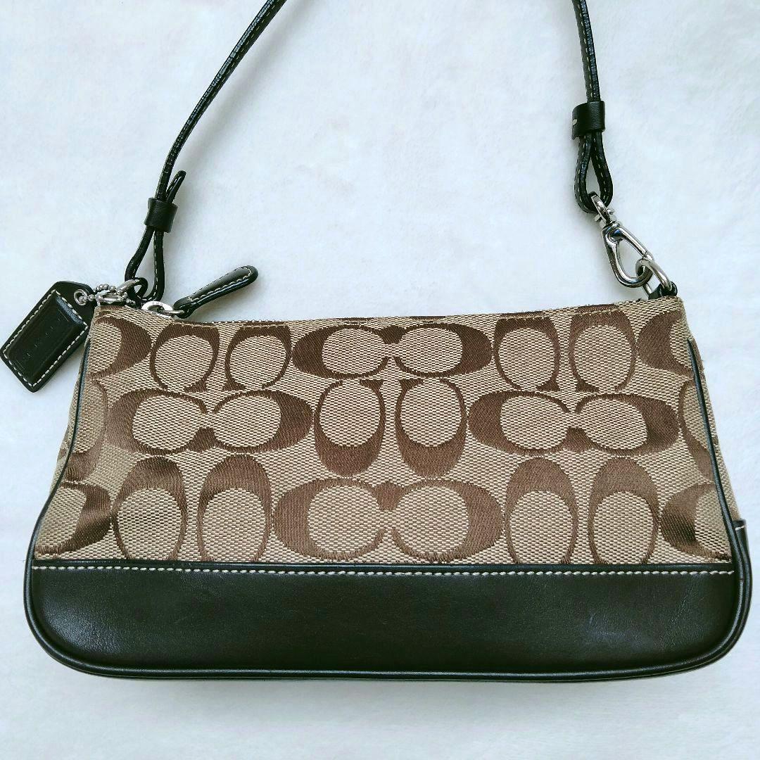 コーチ アクセサリーポーチ ハンドバッグ キャンバス レザー シグネチャー