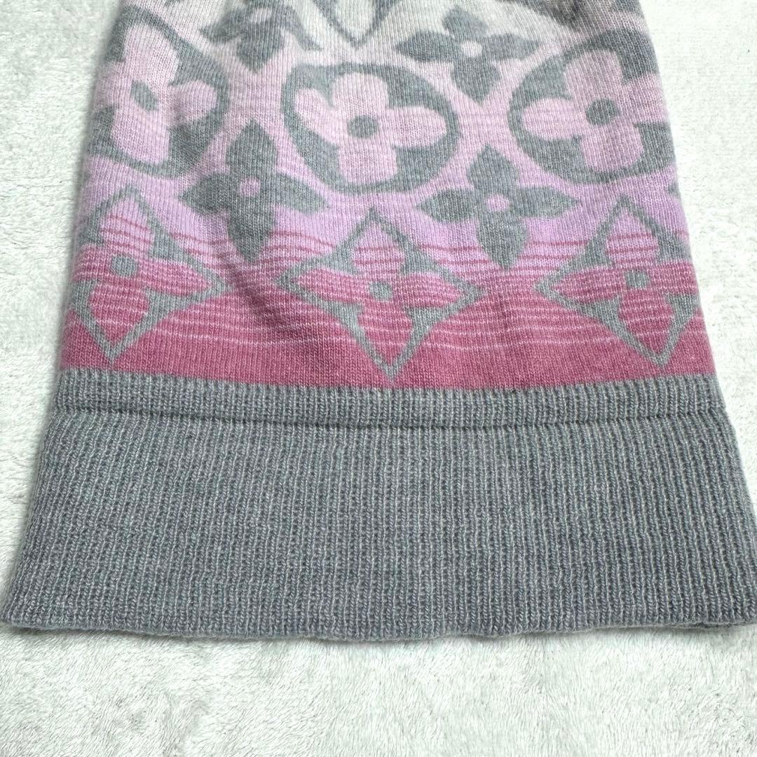 極美品★ルイヴィトン ニット帽　カシミヤ混 帽子 ロゴデザイン ピンク　グレー