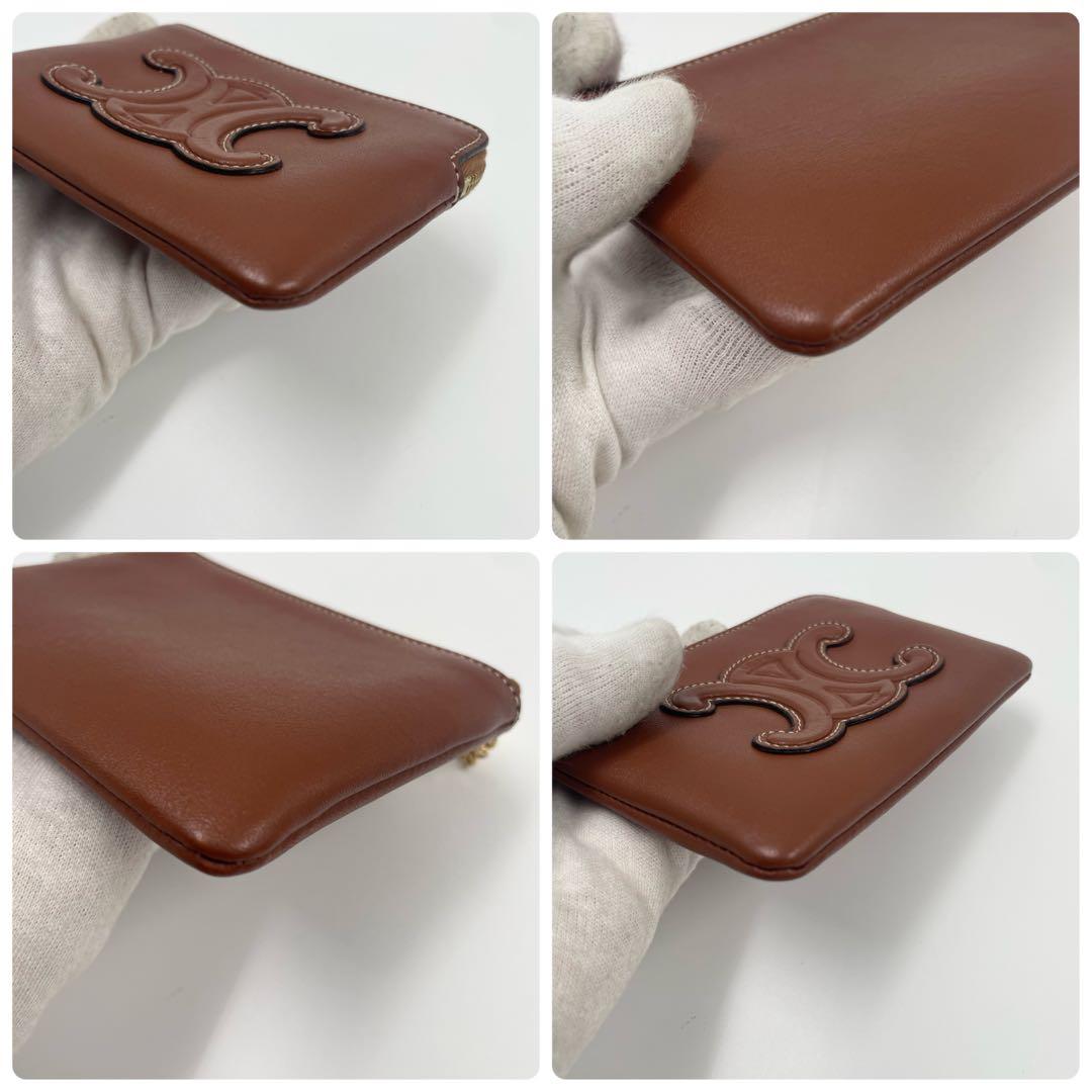 【✨美品】セリーヌ ケース キュイル トリオンフ キーリング付 ブラウン