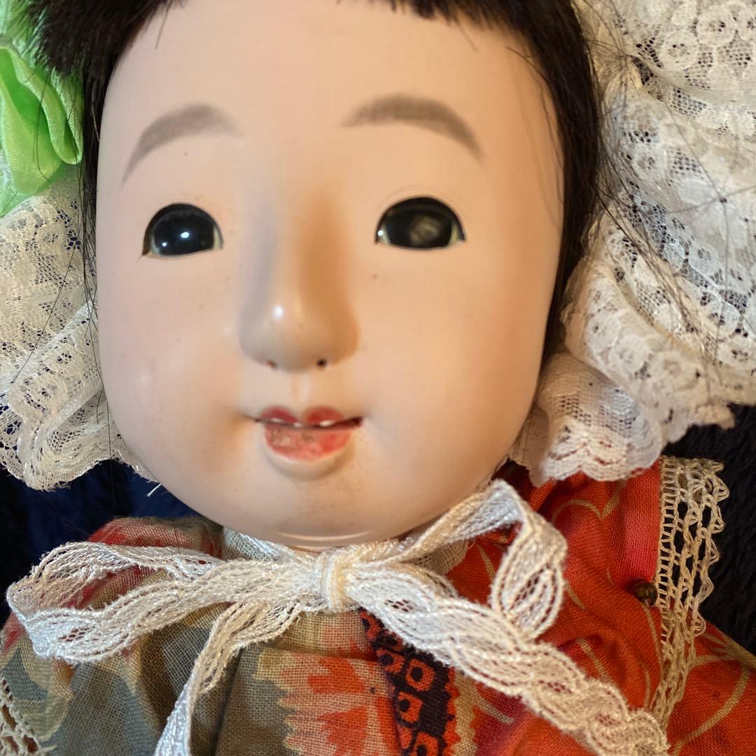 古い　市松人形　英山作　大正時代　４０ｃｍ