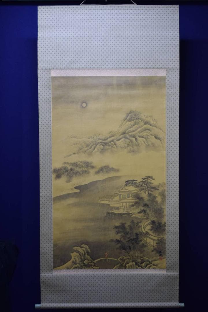 模写/文観/山水人物図/布袋屋掛軸HE-270