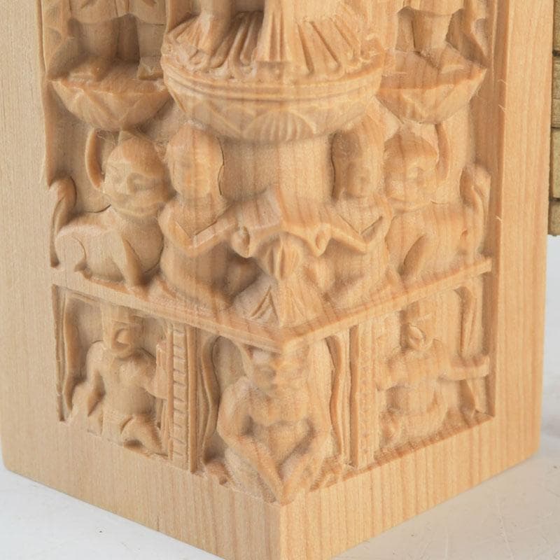 仏教美術　柘植彫刻　諸尊仏龕　三開仏　仏像　木箱付　N　9423