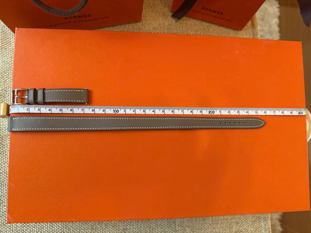 超美品　HERMES ケープコッド　ストラップ　エトゥープ　レザーベルト　二重巻