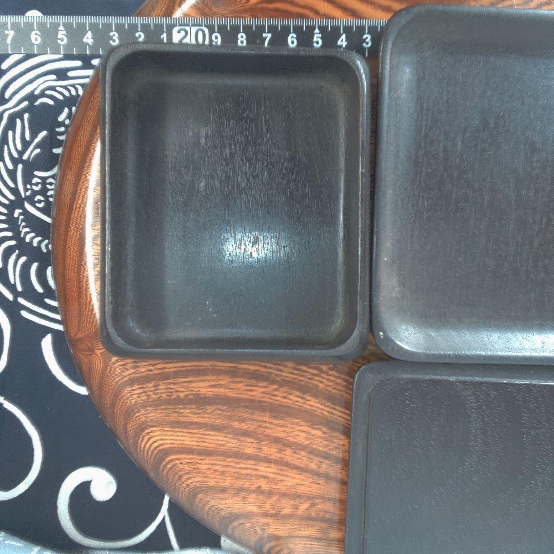 骨董６木製円形茶道具 蓋付き 約10cm