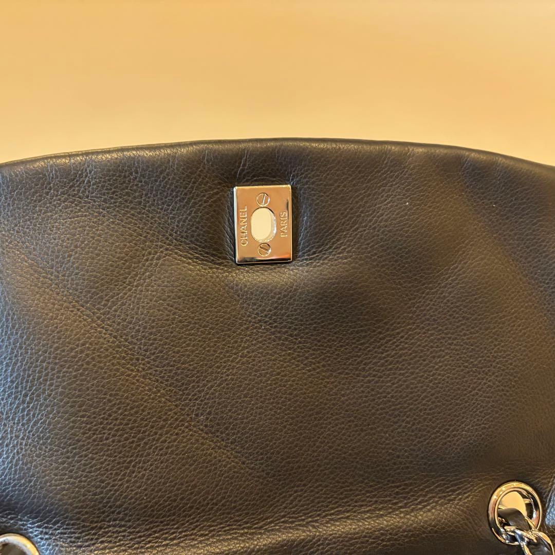 【美品】CHANEL シャネル　ショルダーバッグ カーフ　ブラック