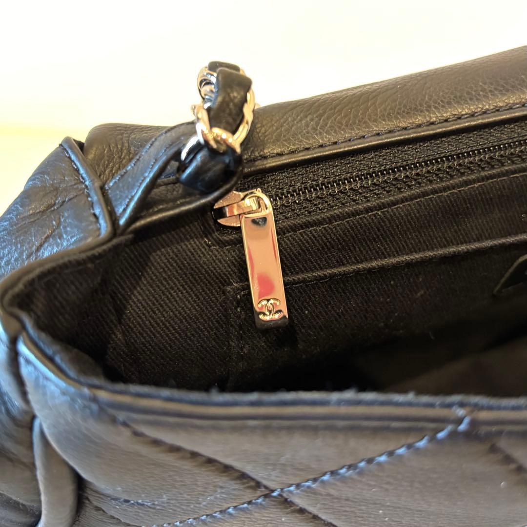 【美品】CHANEL シャネル　ショルダーバッグ カーフ　ブラック