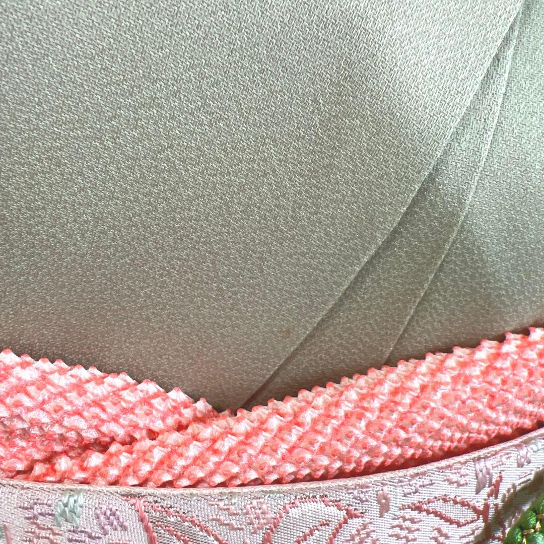 457 振袖フルセット 正絹 緑 グリーン ピンク 桃 金彩 駒刺繍 暈し染め