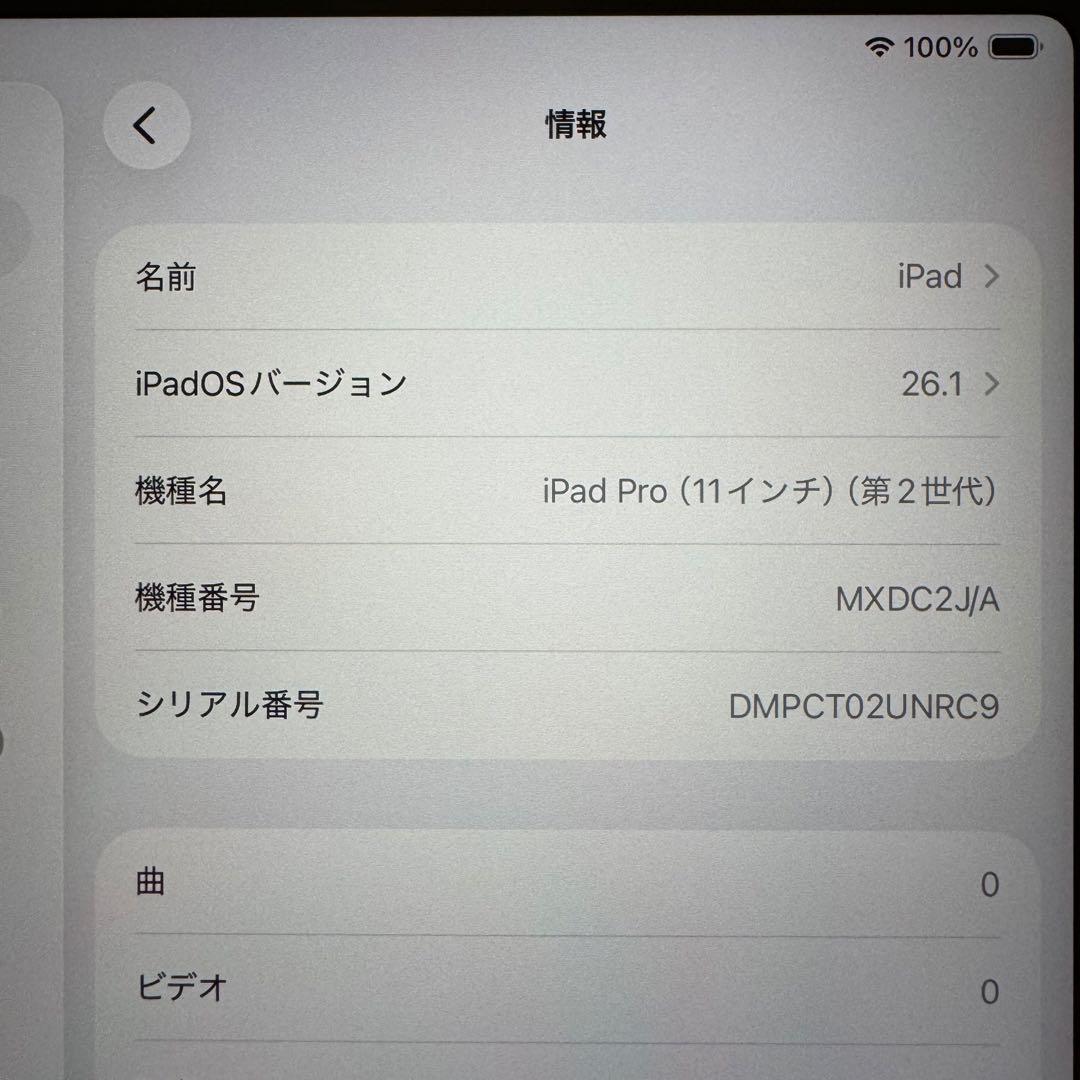 iPad Pro (第2世代) 11インチ 256GB Wi-Fi