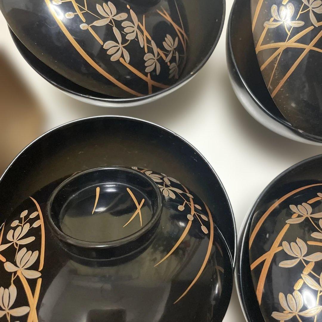 河和田特製塗　御吸物椀5客　共箱　漆工芸