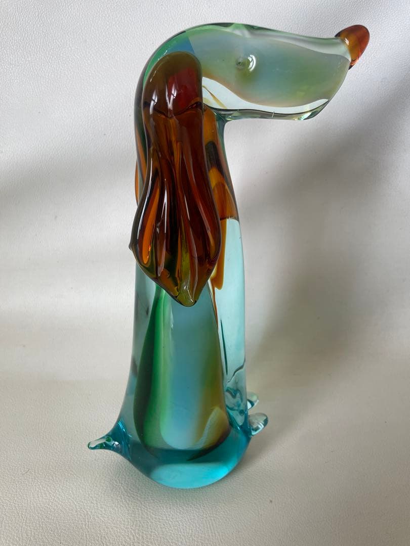 海外作家 ガラス細工 犬 ビーグル犬 ダックスフンド ガラス工芸 32.5cm