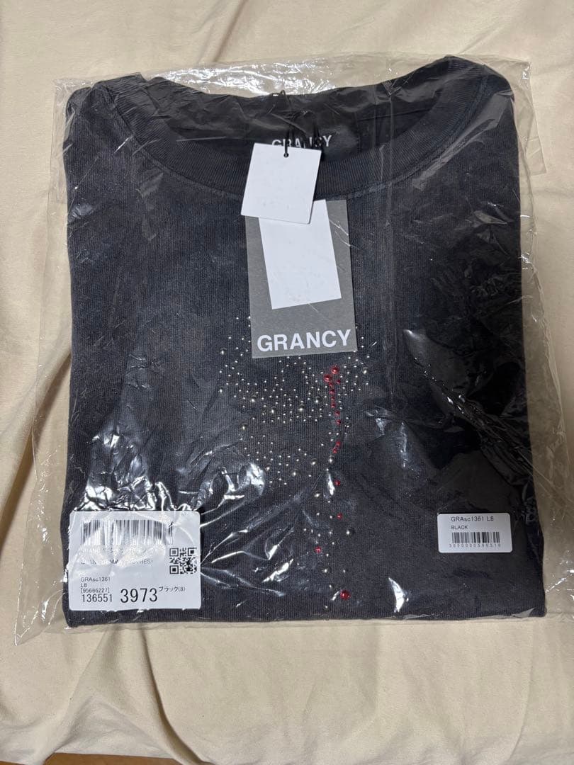 【GRANCY】 スカルラインストーンデザインtシャツ ブラック/L