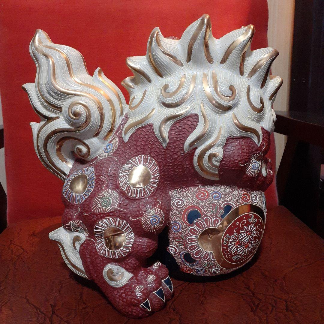九谷焼　唐獅子　玉乗り獅子　美品
