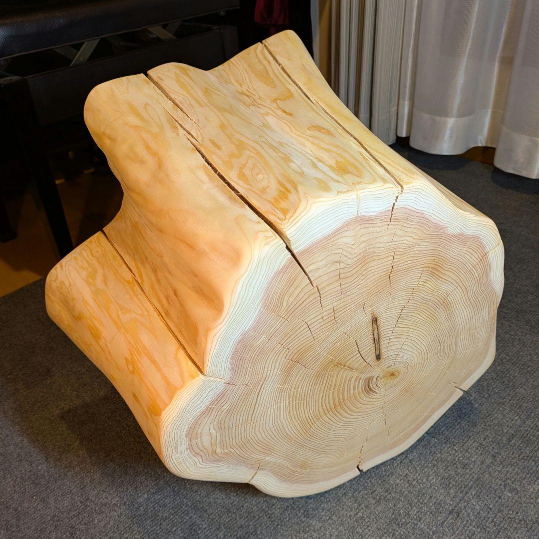天然椹　サワラ　大型　切り株　丸太　椅子　スツール　テーブル　高さ約30㎝