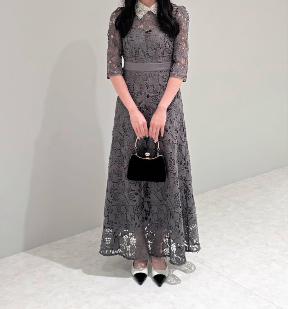 【LEJA】花柄Aラインドレスワンピース美脚効果結婚式 パーティードレス