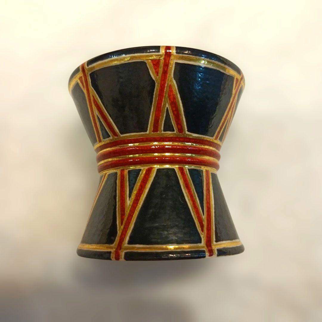 三代西村徳泉　紫翠窯　鼓　蓋置