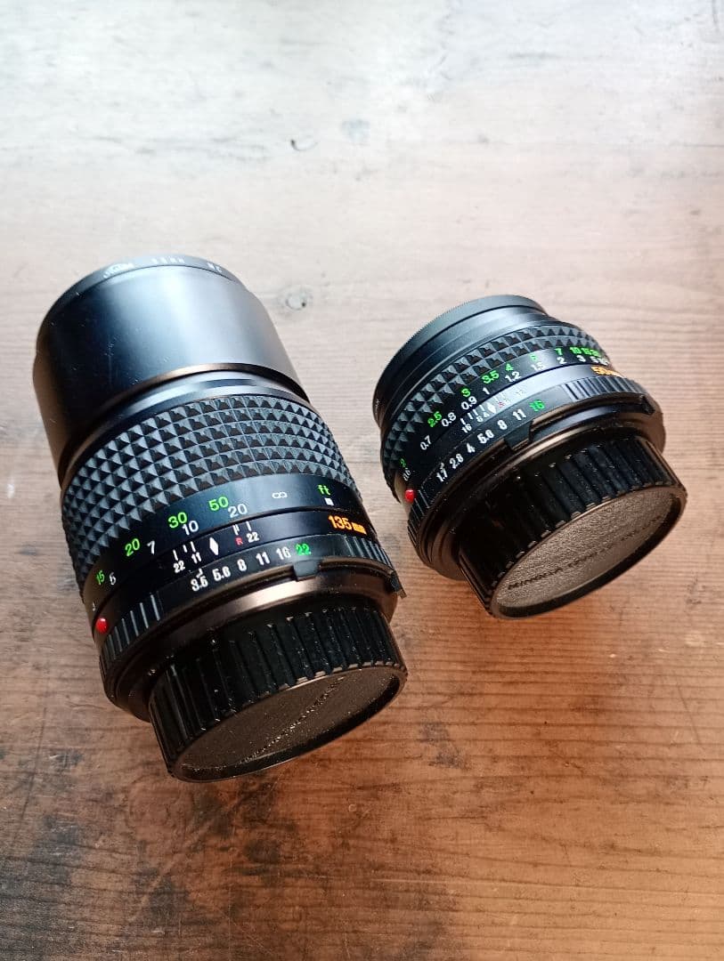 Minolta XD フィルムカメラ レンズ2本・フラッシュセット　動作未確認