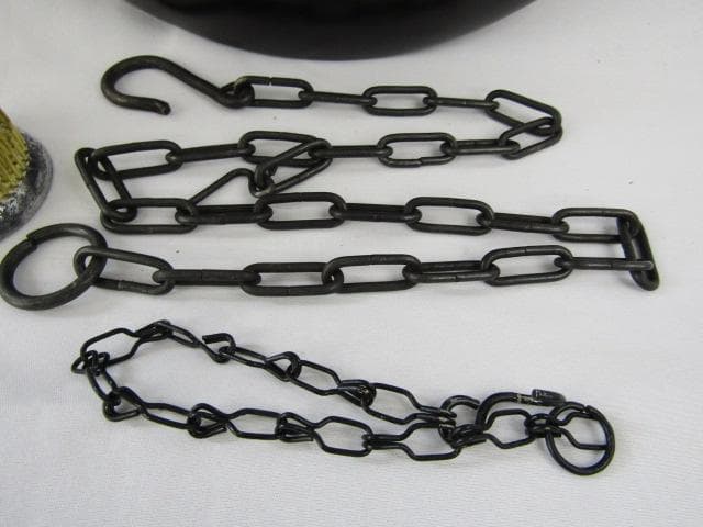 Y5-1101◇唐銅製 吊花生 満月 尺0 浄斎造 剣山 花鎖付 高さ33ｃｍ◇