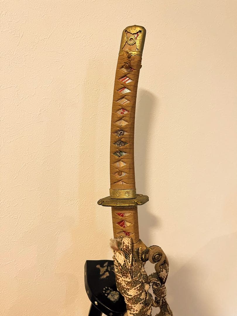 【希少】刀掛け 太刀掛け　螺鈿　一本掛け　模造刀　武具