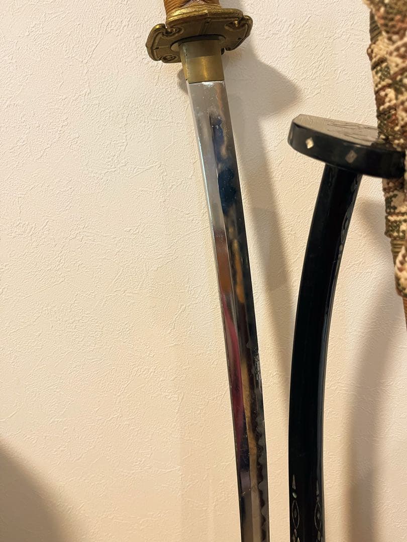 【希少】刀掛け 太刀掛け　螺鈿　一本掛け　模造刀　武具