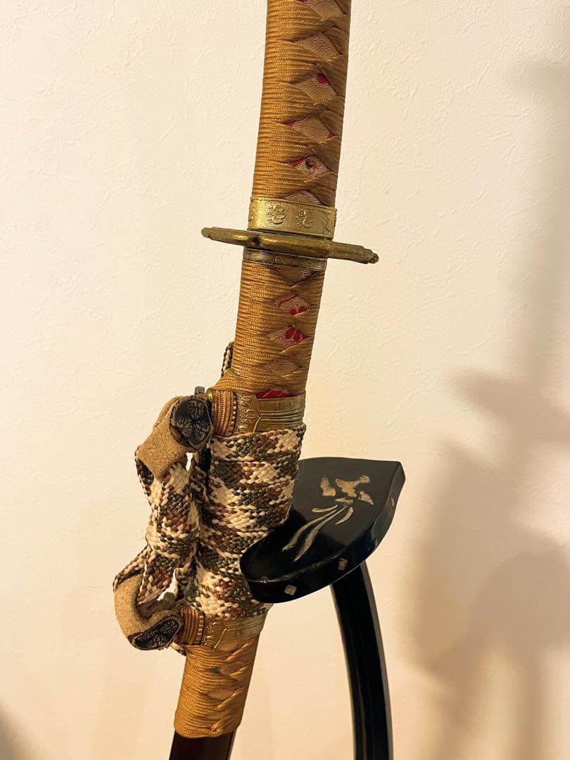 【希少】刀掛け 太刀掛け　螺鈿　一本掛け　模造刀　武具