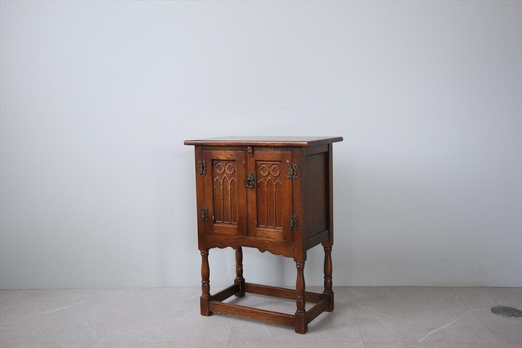 英国アンティーク木製カップボード/キャビネット/キッチン収納/飾り棚91-171