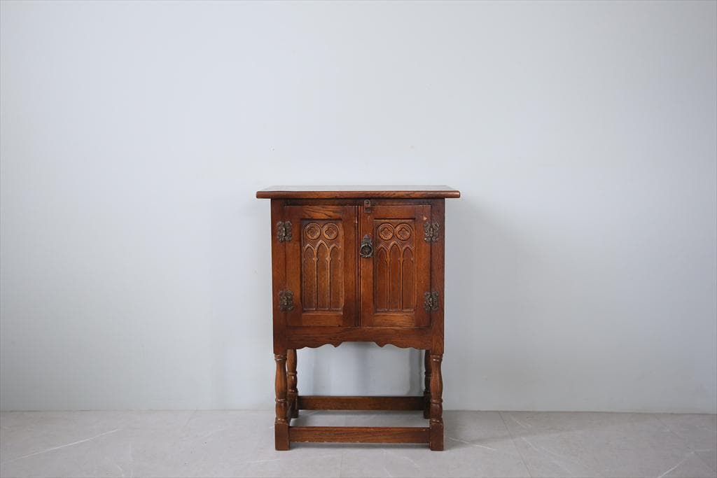 英国アンティーク木製カップボード/キャビネット/キッチン収納/飾り棚91-171