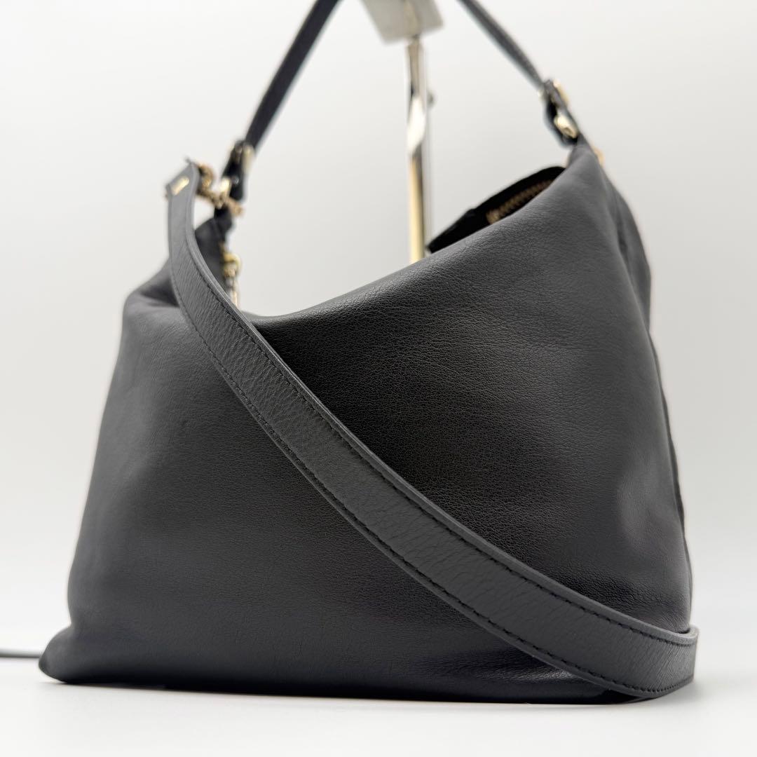 ラシット ソフトレザーシンプルショルダーバッグ 2way ブラック 日本製 牛革