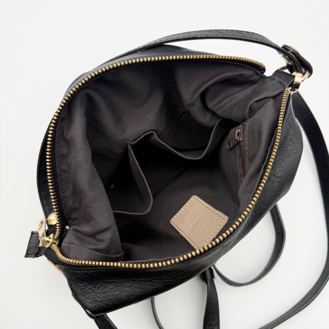 ラシット ソフトレザーシンプルショルダーバッグ 2way ブラック 日本製 牛革