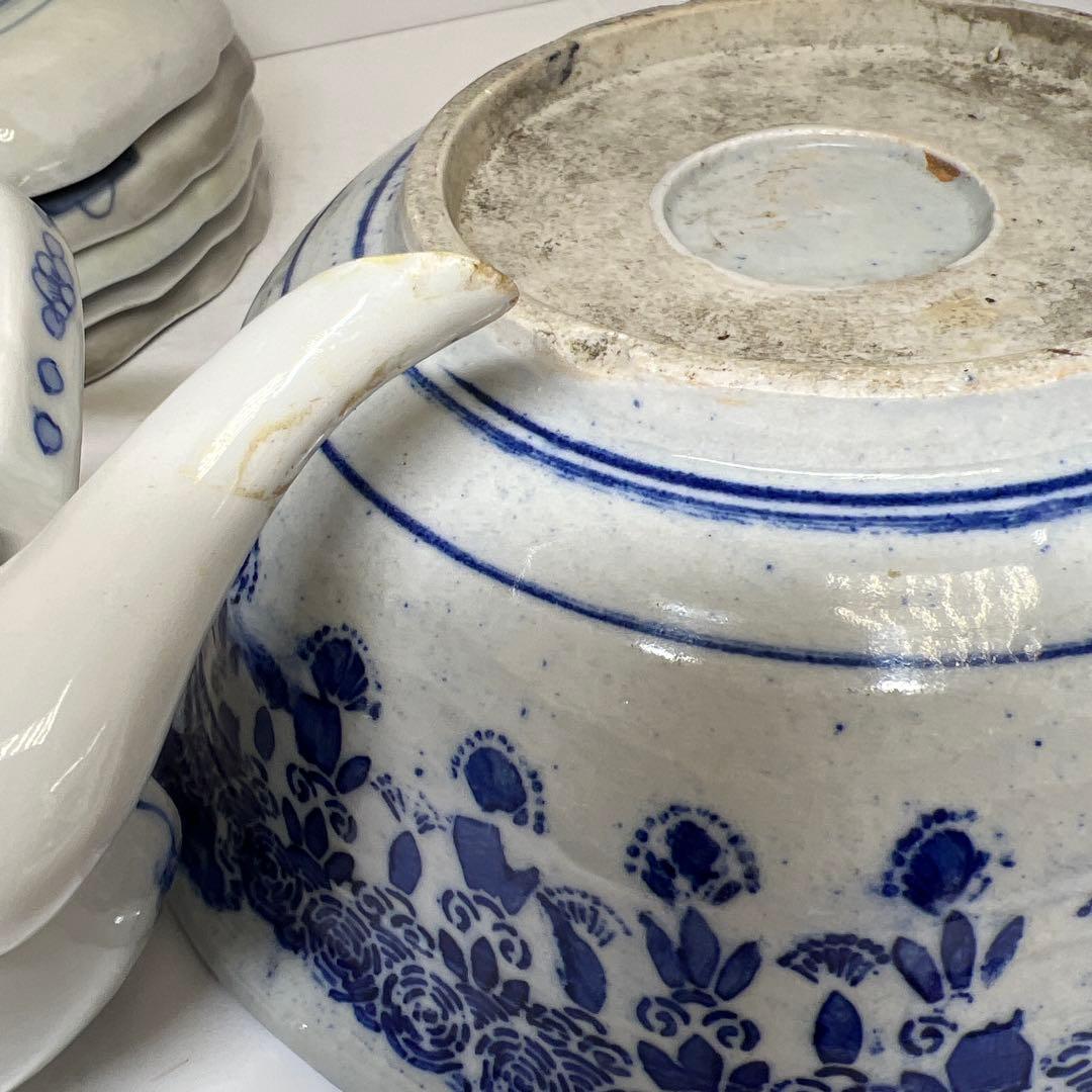 古伊万里、古染付　染付銚子、中皿等色々　東Y8-0113②