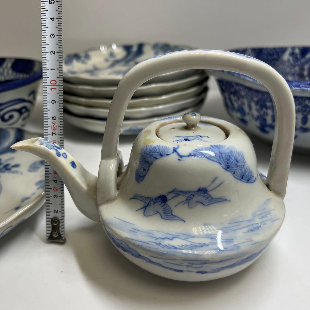 古伊万里、古染付　染付銚子、中皿等色々　東Y8-0113②