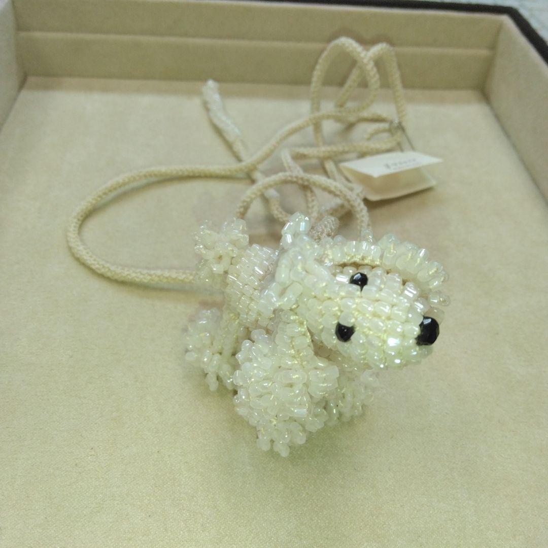 作家作品ビーズネックレス白プードル