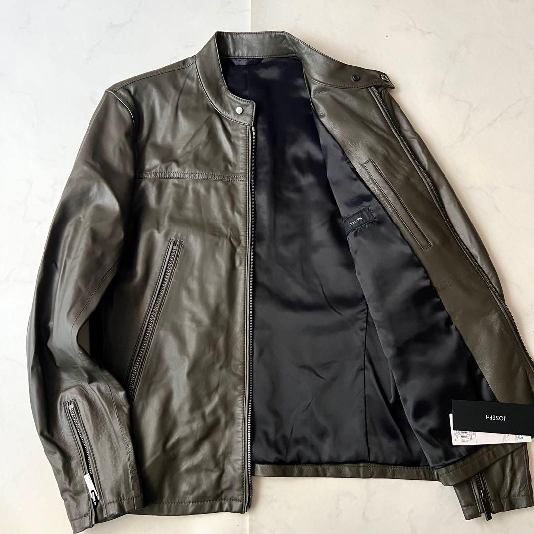 未使用タグ付 ジョゼフ レザージャケット ラムレザー ブラウン カーキ 46 M