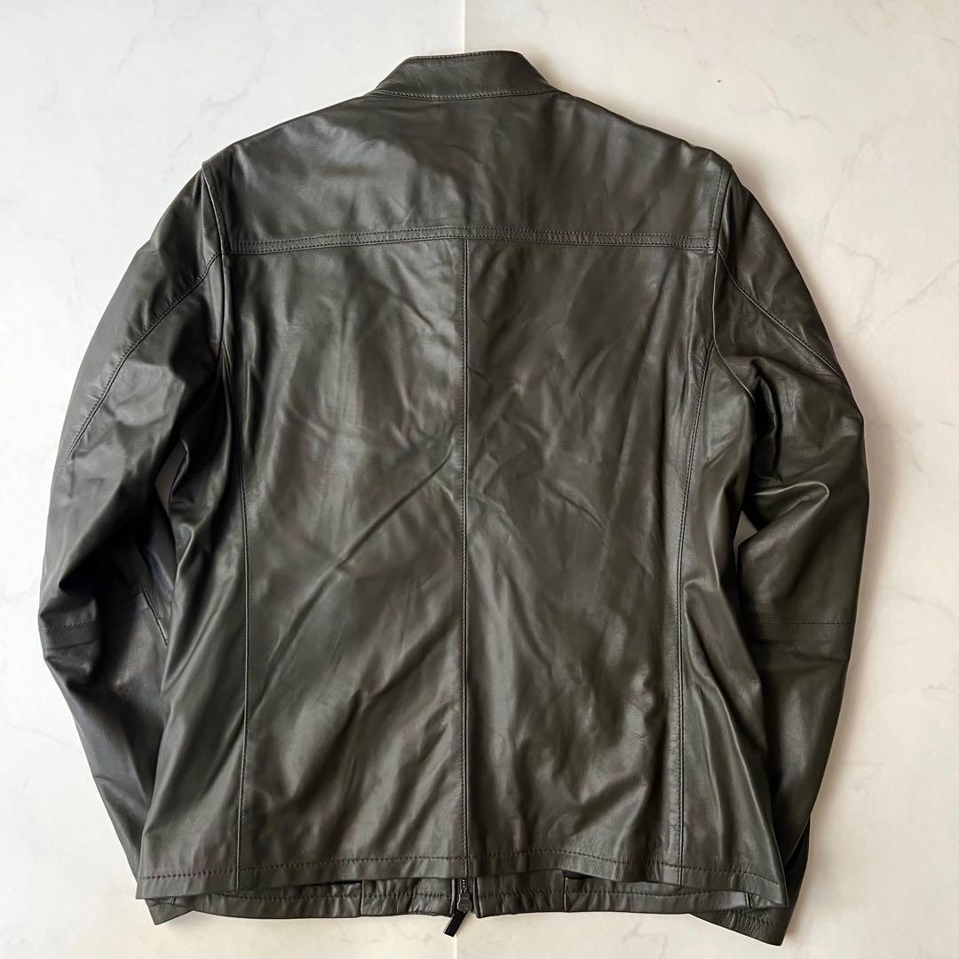 未使用タグ付 ジョゼフ レザージャケット ラムレザー ブラウン カーキ 46 M