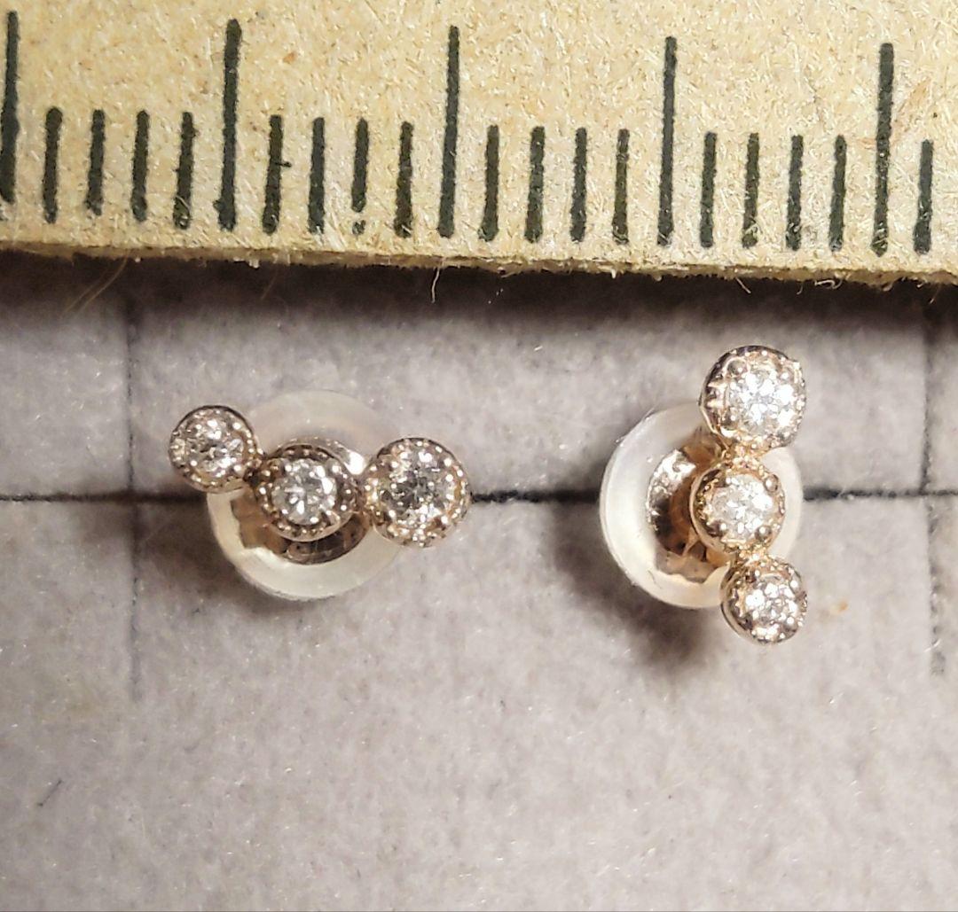k18金ピアス　ダイヤモンド6粒合計0.16ct