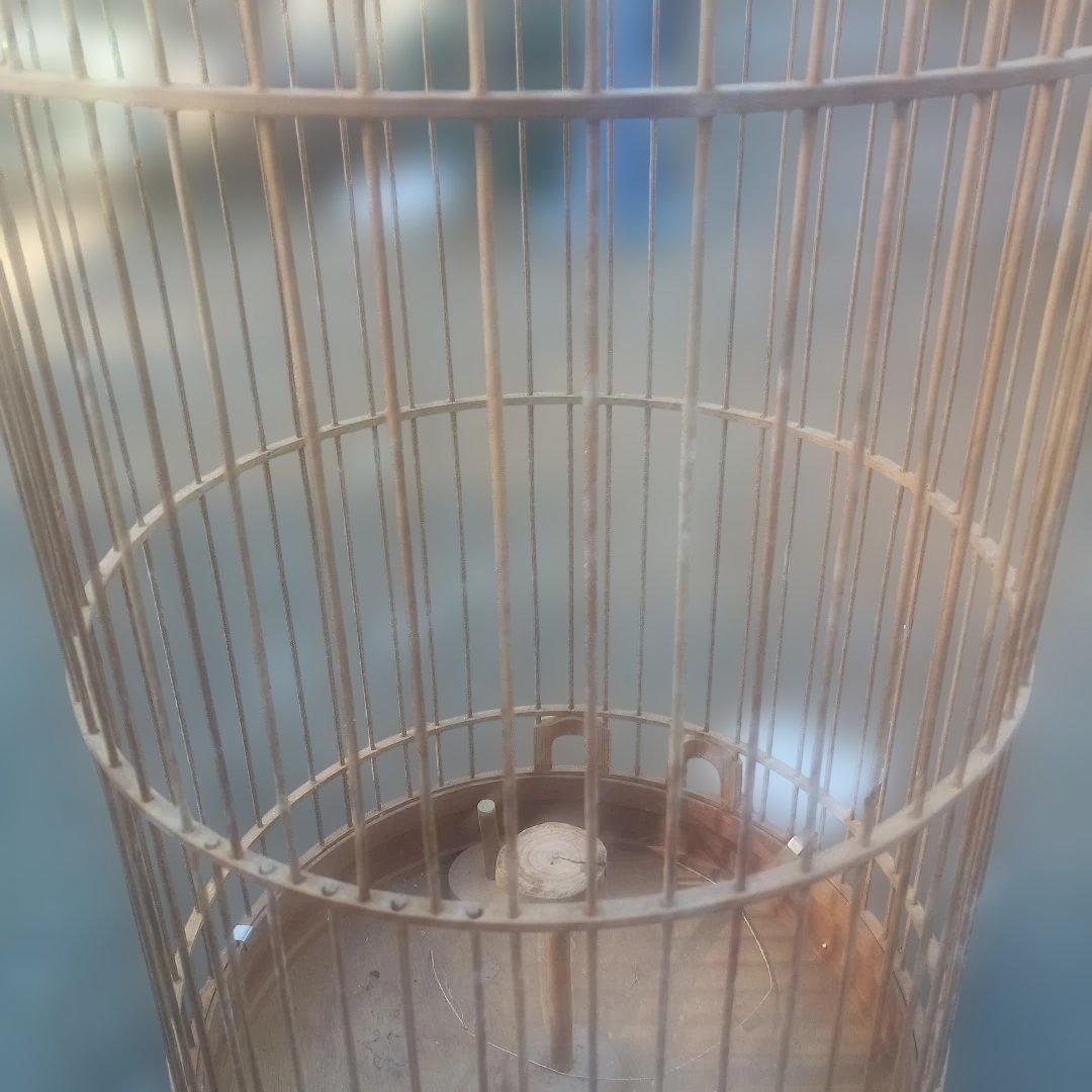 5132）木製鳥かご　吊り下げタイプ　高さ８６ｃｍ　大型
