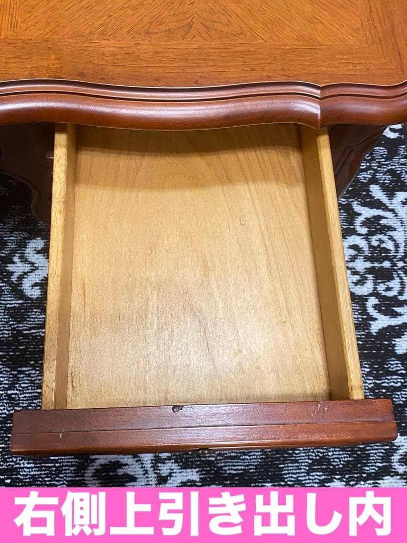 最高級♦️猫脚 彫刻 象嵌♦️希少 アンティーク プレジデント 両袖 デスク♦️送料込