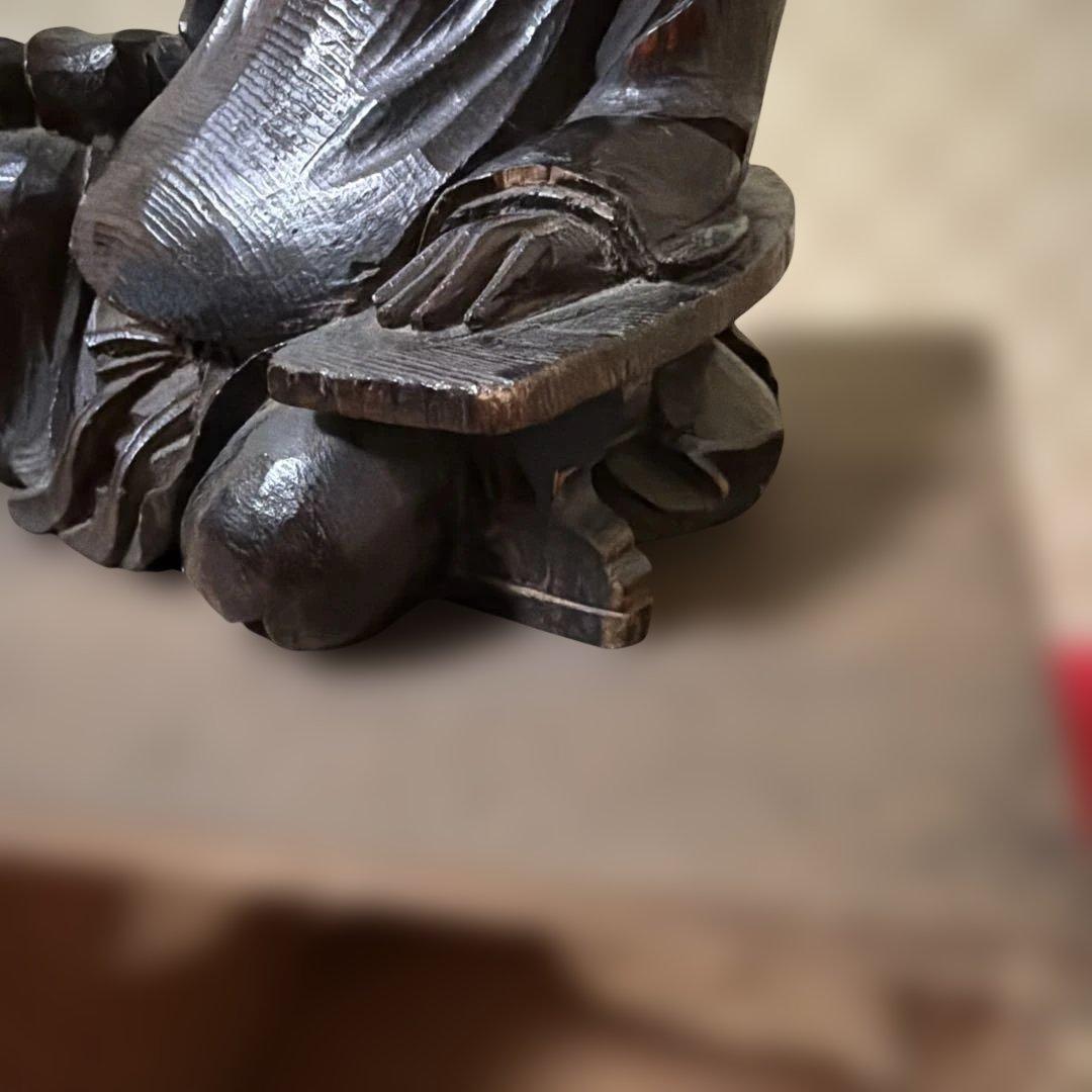 「柿本人麻呂像」木彫　神像　頓阿法師