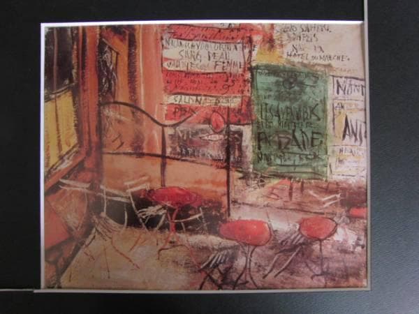 佐伯祐三、カフェのテラス、希少画集画、新品額装付、状態良好