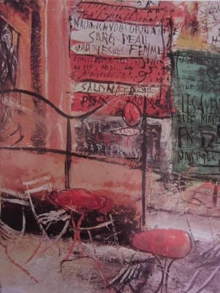 佐伯祐三、カフェのテラス、希少画集画、新品額装付、状態良好