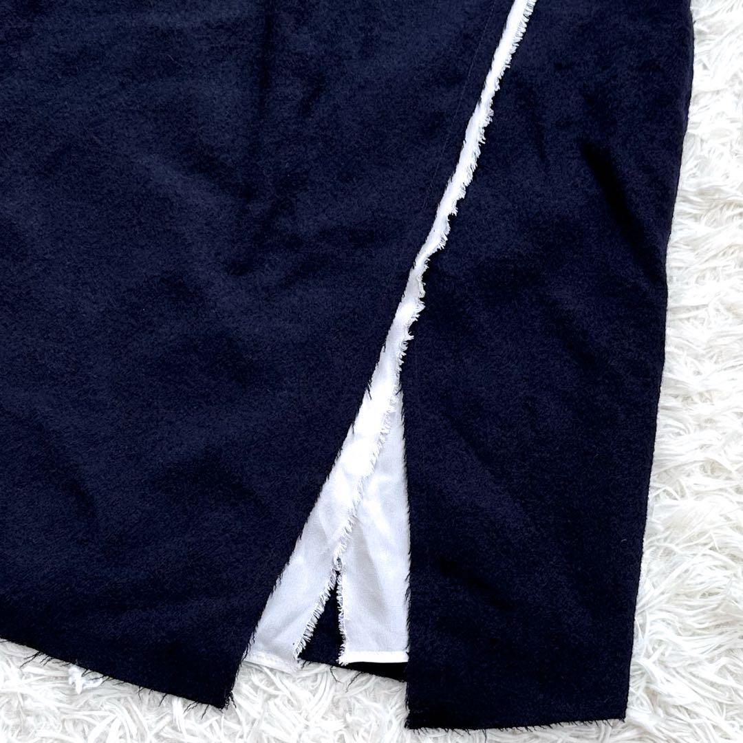 新品同等【23AW】マディソンブルー 縮絨 ラップスカート ネイビー タグ付き