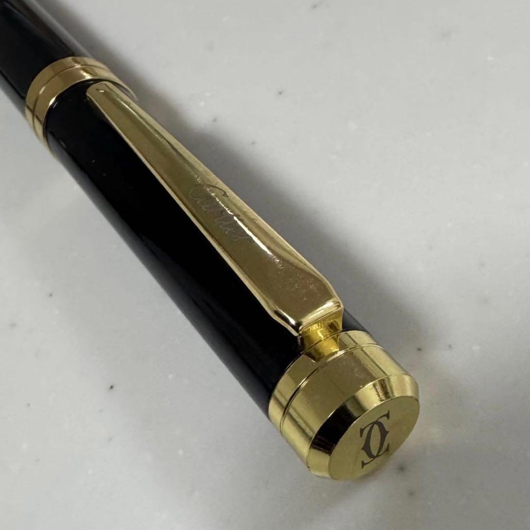 カルティエ Cartier ボールペン 黒 金 ブラック ゴールド