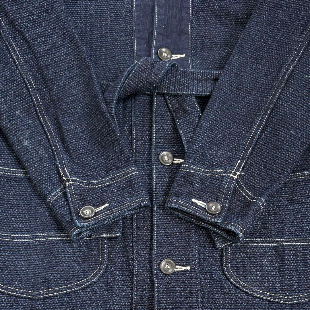 美品 刺子　FDMTLインディゴショールカラーデニムコート