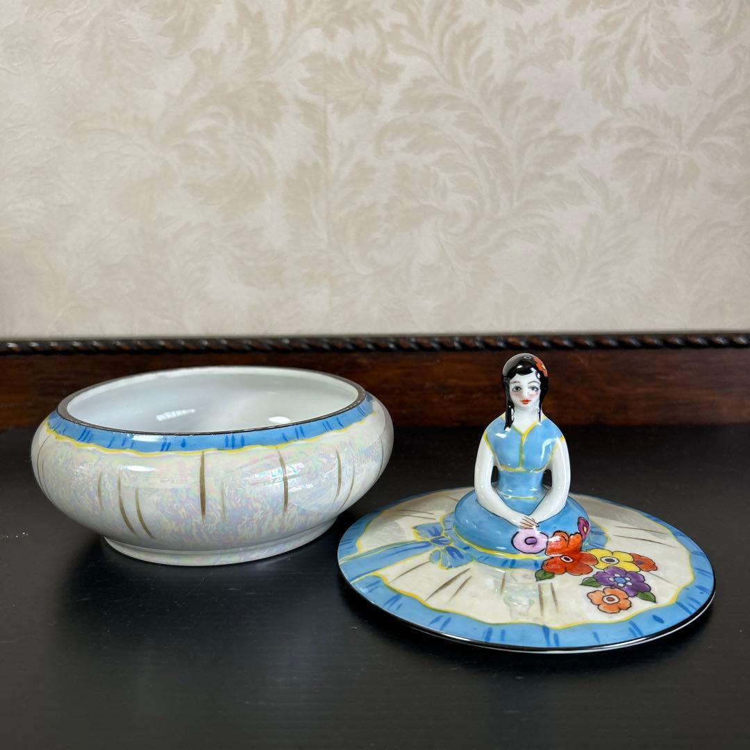 オールドノリタケラスター彩 デコレディ　キャンディボックス　 ドレッサードール