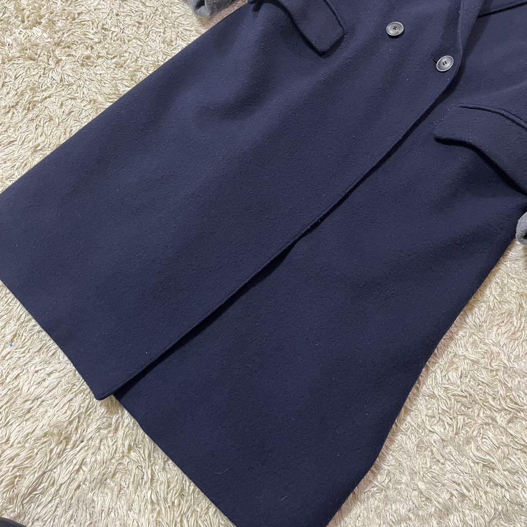 北欧 暮らしの道具店 3WAYアレンジ襟のかろやかチェスターコート ネイビー