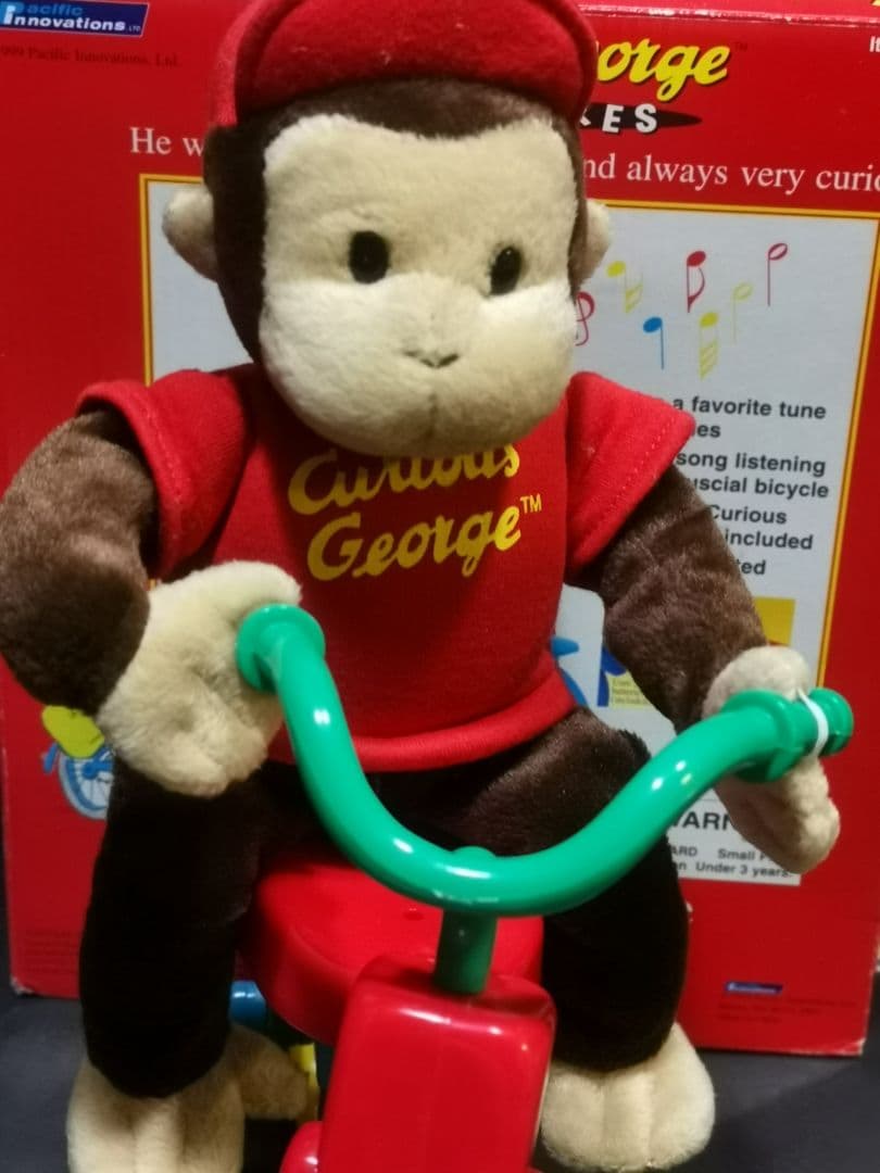 激レアおさるのジョージ音楽ぬいぐるみ自転車 12インチ 1999年