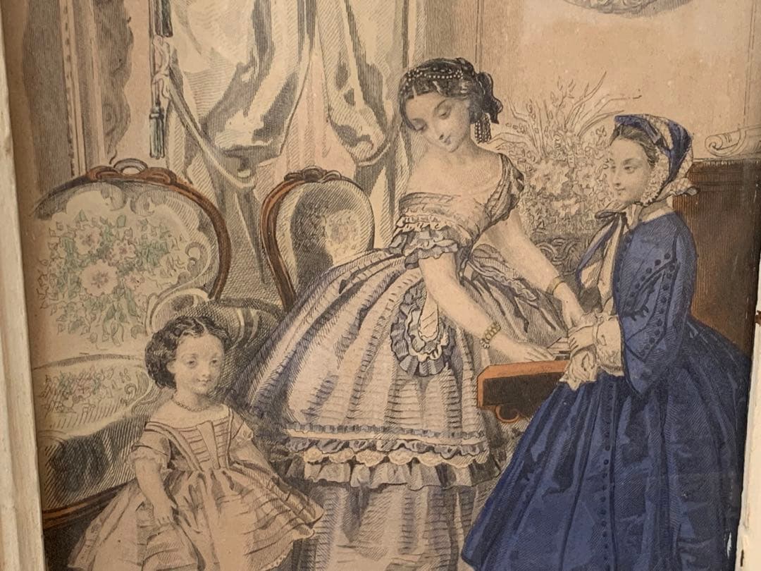 フランス　蚤の市　額　イラスト入り　ブロカント